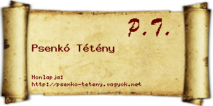 Psenkó Tétény névjegykártya